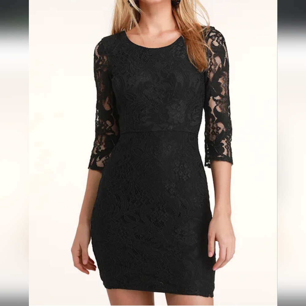 Lulus All For You Black Lace Bodycon Dress